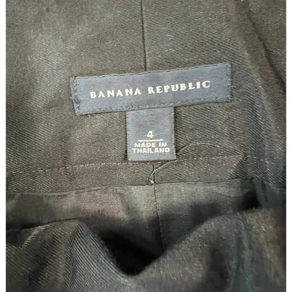 Banana Republic Mini Skirt Black Belted pleats Size 4 Lined Zip Pockets A-line - Picture 5 of 7